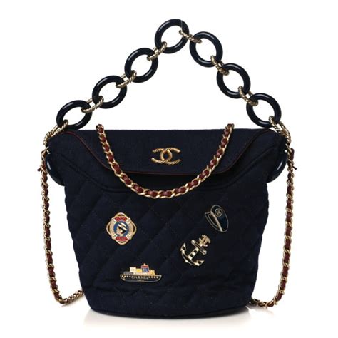 chanel navy woolen bucket bag|CHANEL Wool Lambskin Quilted Paris Hamburg Charms Bucket .